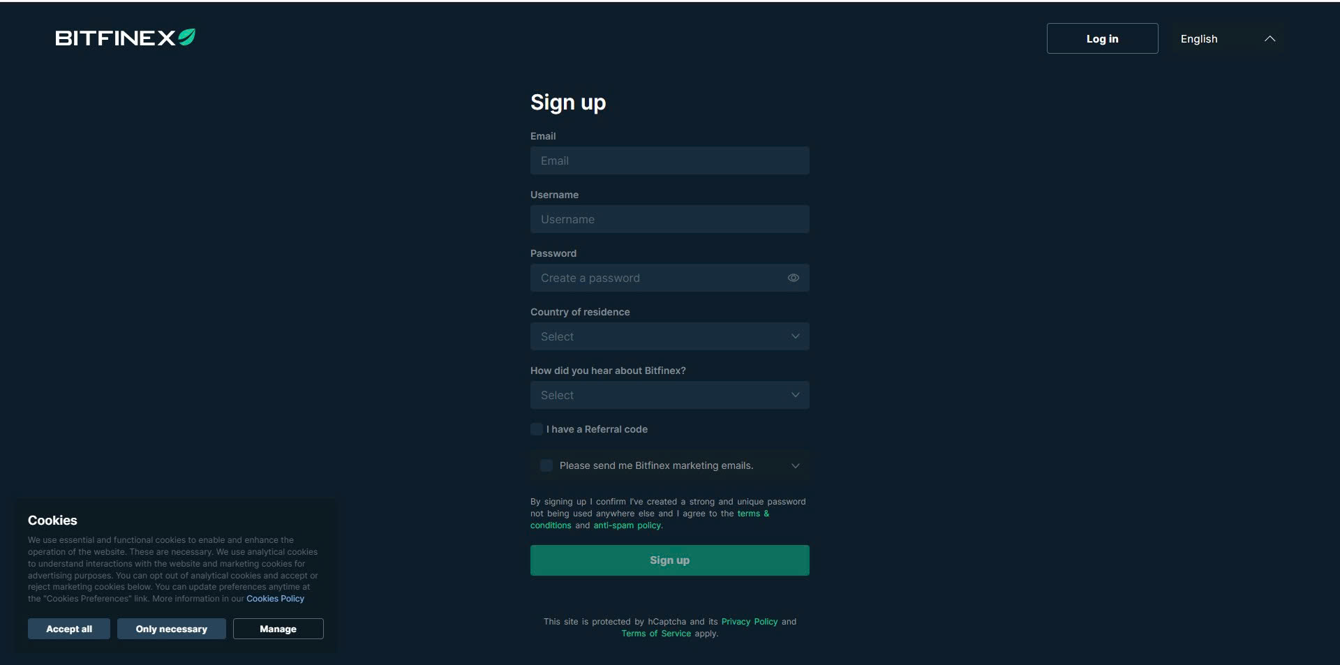 Mở tài khoản Bitfinex
