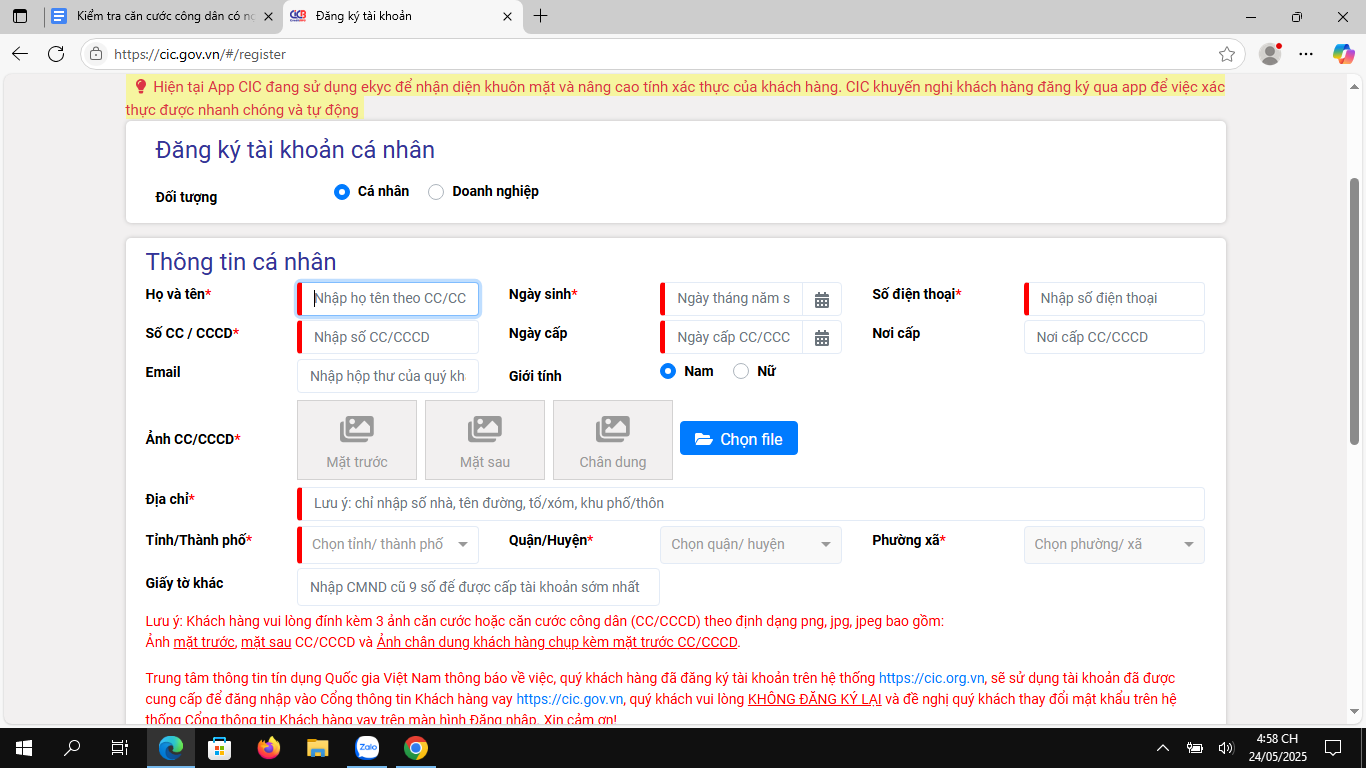 Kiểm Tra Nợ Xấu Bằng CCCD Online