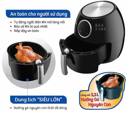 Nồi chiên không dầu Bluestone AFB-5873 đảm bảo an toàn