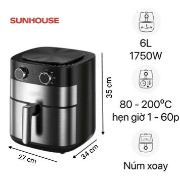 Các thông số kỹ thuật của nồi chiên không dầu Sunhouse SHD4026