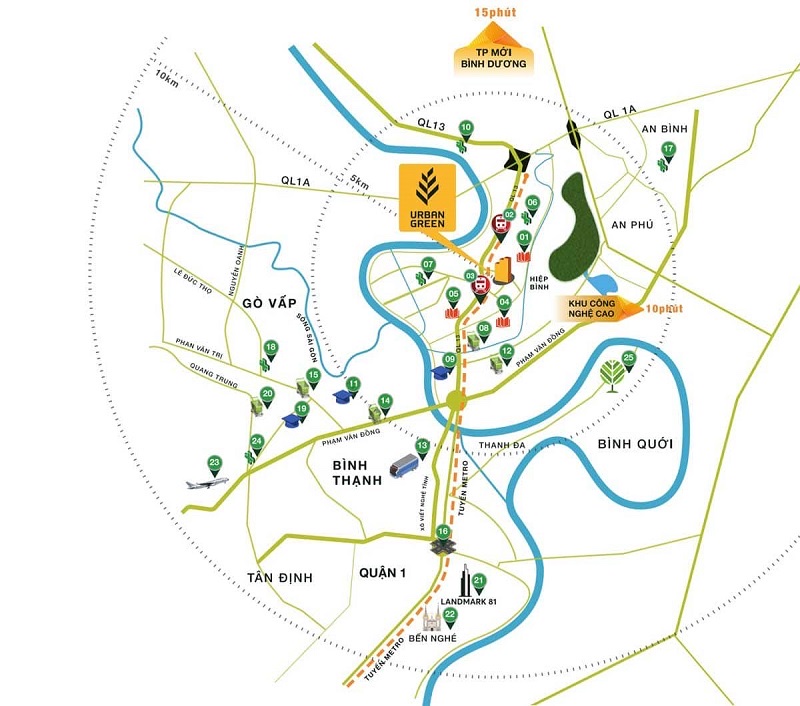 Vị trí tuyệt đẹp của dự án Urban Green