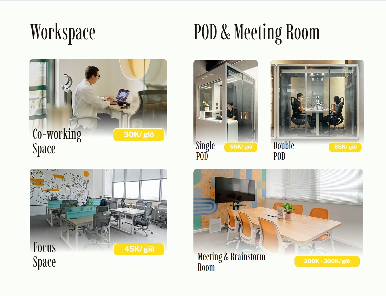 WorkFlow Space Parc Mall cung cấp cho bạn đa dạng không gian