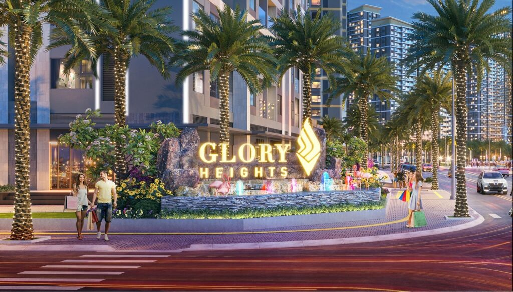 Cổng chào Glory Heights với thiết kế hiện đại, ấn tượng