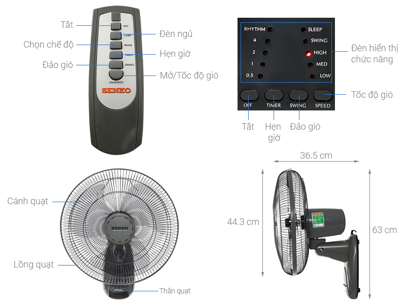 Thông số kỹ thuật của quạt Senko TR1683 