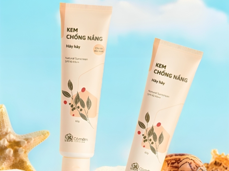 Thiết kế bao bì kem chống nắng Cỏ Mềm Hây Hây 